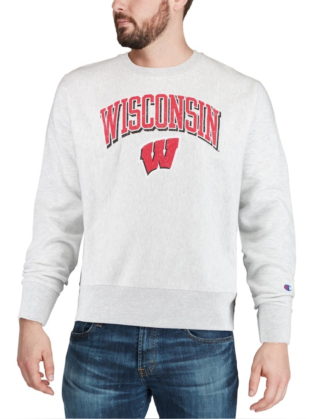 Vintage Y2K  Wisconsin Badgers Champion Reverse Weave Knit Crewneck Sweatshirt M